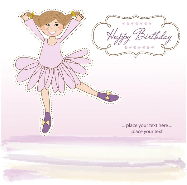 Süßes Mädchen Geburtstagsgrußkarte — Stockfoto