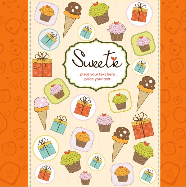 Hintergrund von Eis und Cupcakes — Stockfoto