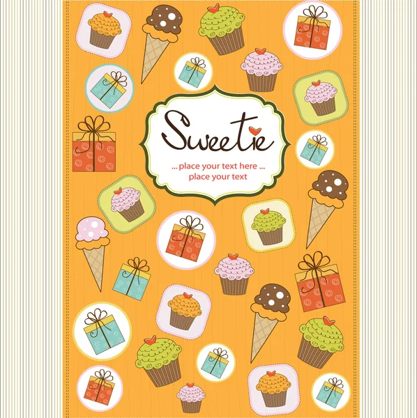 Hintergrund von Eis und Cupcakes — Stockfoto