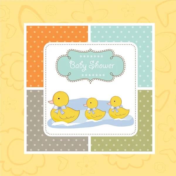 Baby shower announcement card with ducks — Stock Photo, Image