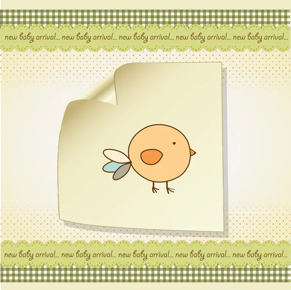 Novo cartão de anúncio do bebê com frango — Fotografia de Stock