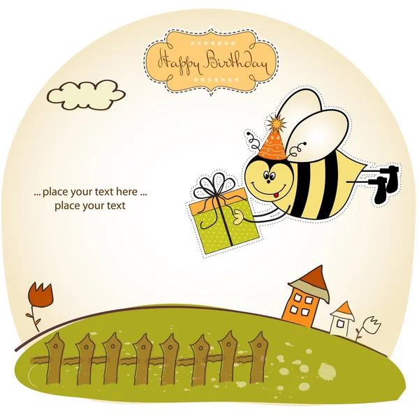 Grußkarte mit Biene — Stockfoto