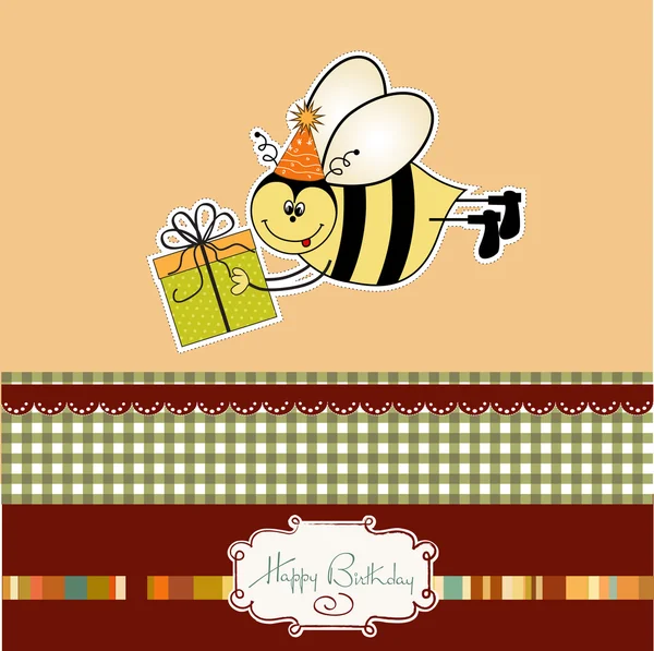 Κάρτα γενεθλίων με την μέλισσα — Φωτογραφία Αρχείου
