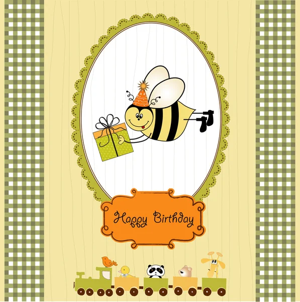 Открытка на день рождения с пчелой — стоковое фото