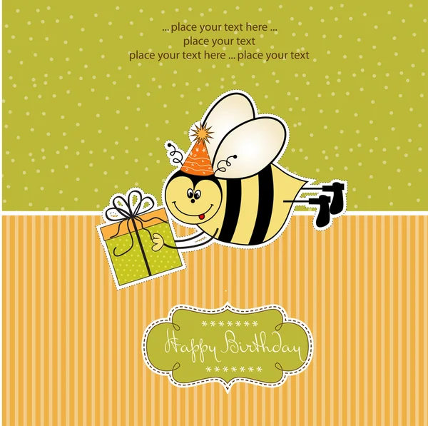 Přání k narozeninám s včela — Stock fotografie