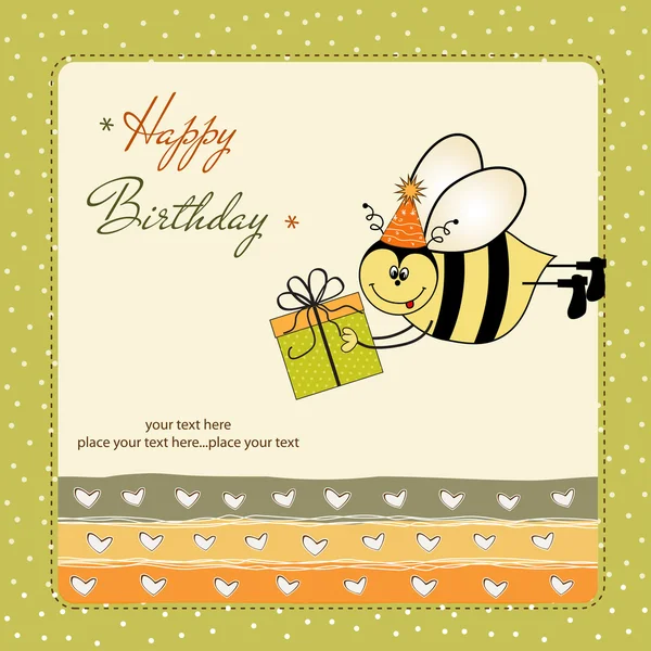 꿀벌 생일 축 하 카드 — 스톡 사진