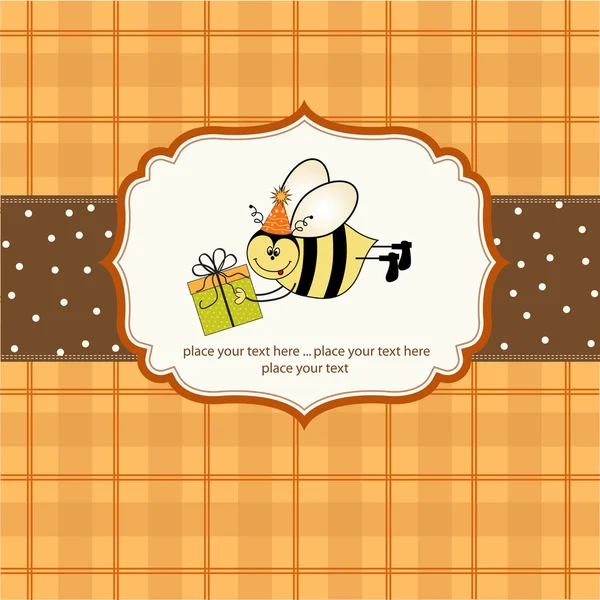 Přání k narozeninám s včela — Stock fotografie