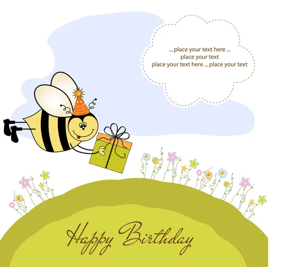 Birthday card with bee — Stock Photo, Image