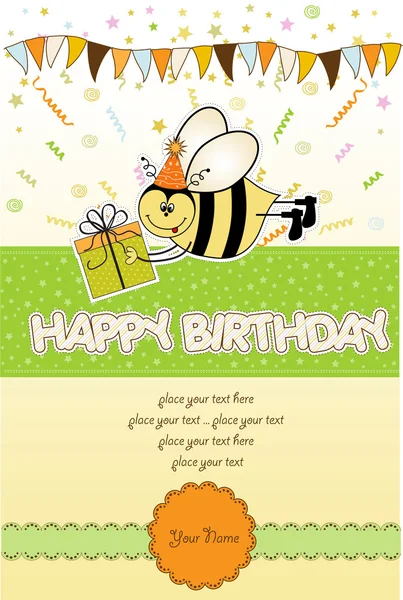 Tarjeta de cumpleaños con abeja —  Fotos de Stock