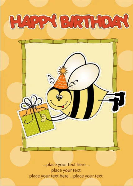 与蜜蜂生日贺卡 — 图库照片