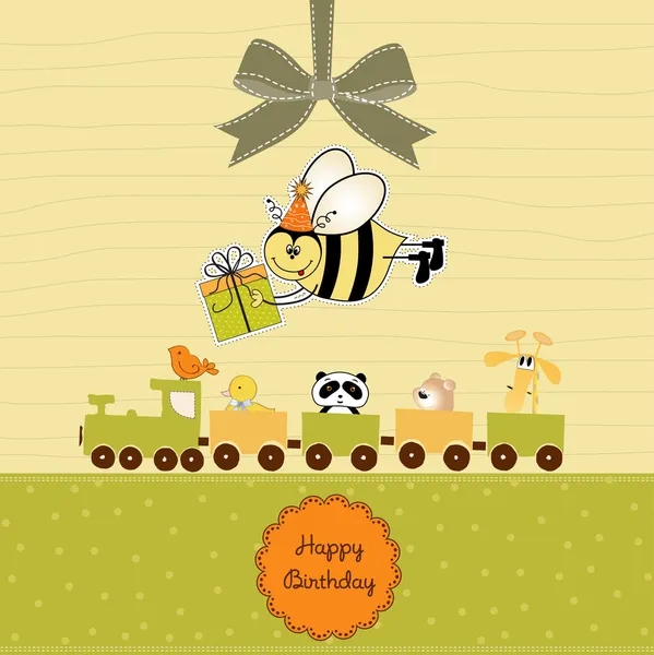 Kartka urodzinowa z Pszczoła — Zdjęcie stockowe