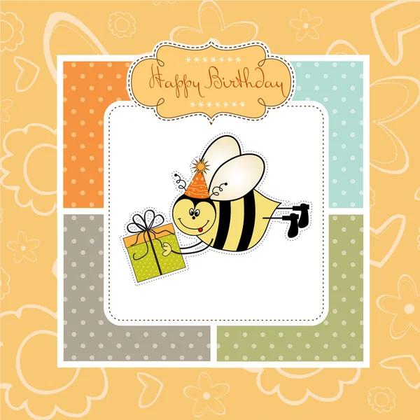Geburtstagskarte mit Biene — Stockfoto