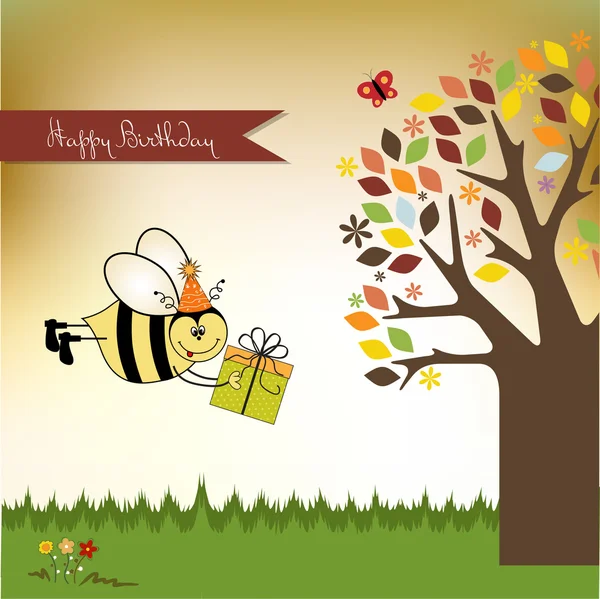 Verjaardag card met bee — Stockfoto