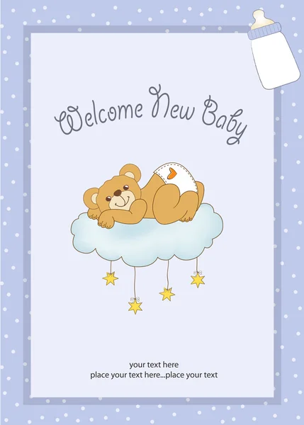 Nuovo baby shower card con orsacchiotto viziato — Foto Stock