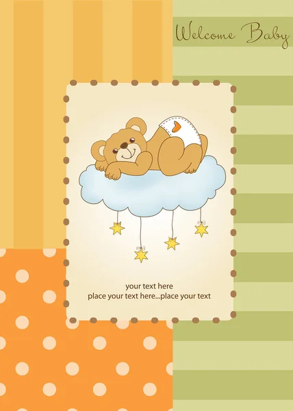 Nouvelle carte de douche bébé avec ours en peluche gâté — Photo
