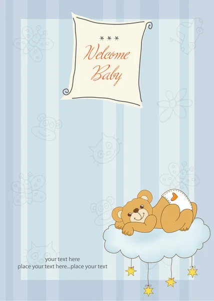 Nueva tarjeta de ducha para bebés con osito de peluche mimado — Foto de Stock