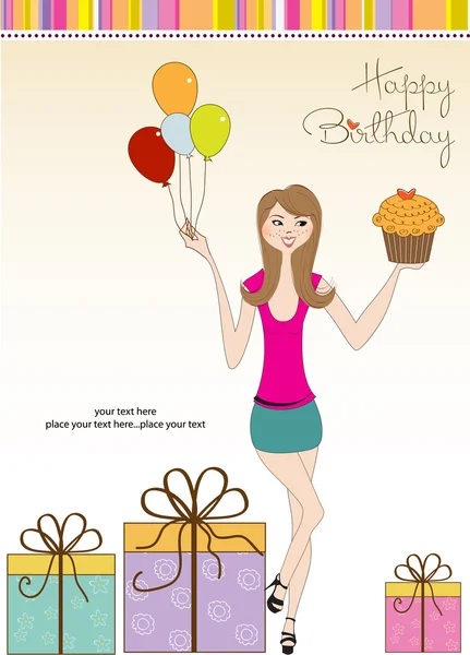 Sweet Sixteen Birthday card with young girl — Stock Photo, Image
