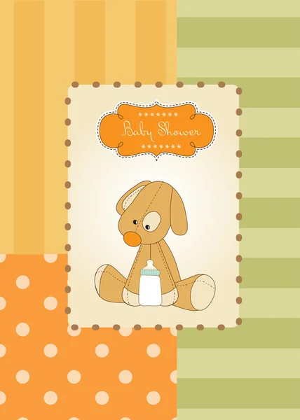 Tarjeta de ducha de bebé con juguete de cachorro — Foto de Stock