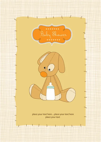 Bebek duş kartı ile köpek oyuncak — Stok fotoğraf