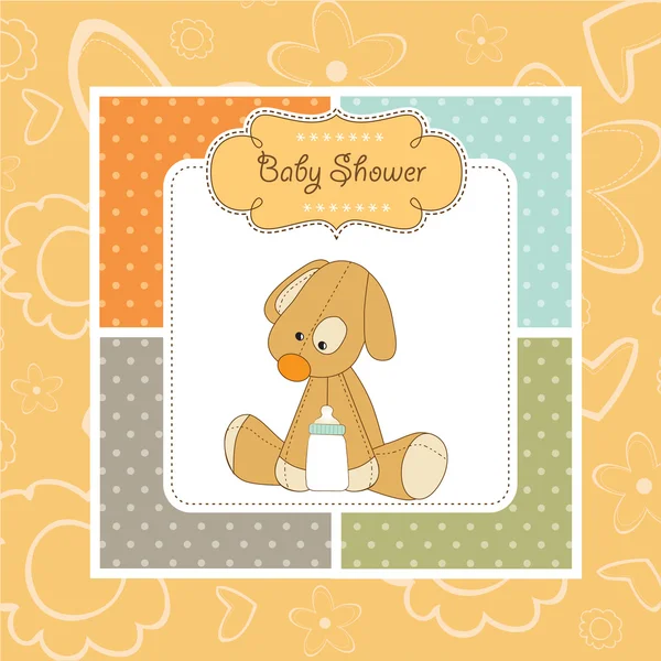 강아지 장난감으로 베이비 샤워 카드 — 스톡 사진