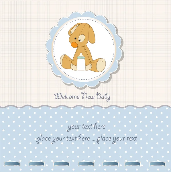 Baby shower card con puppy toy — Foto Stock