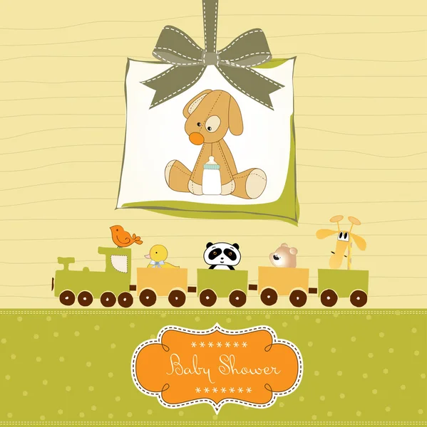 stock image Baby card with puppy toy
