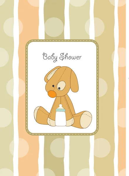 Tarjeta de ducha de bebé con juguete de cachorro —  Fotos de Stock
