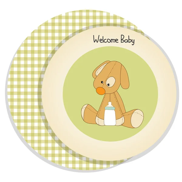 Babyduschkarte mit Welpenspielzeug — Stockfoto