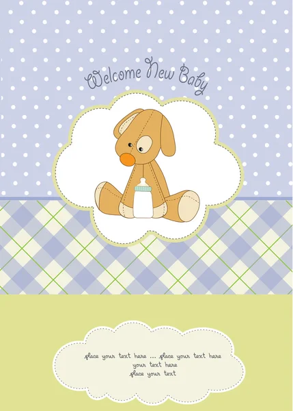 Baby shower card with puppy toy — Stock Photo, Image