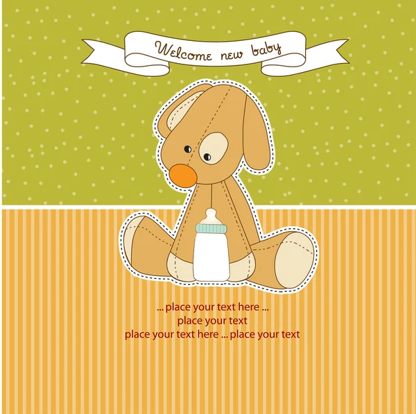 Baby shower card con puppy toy — Foto Stock