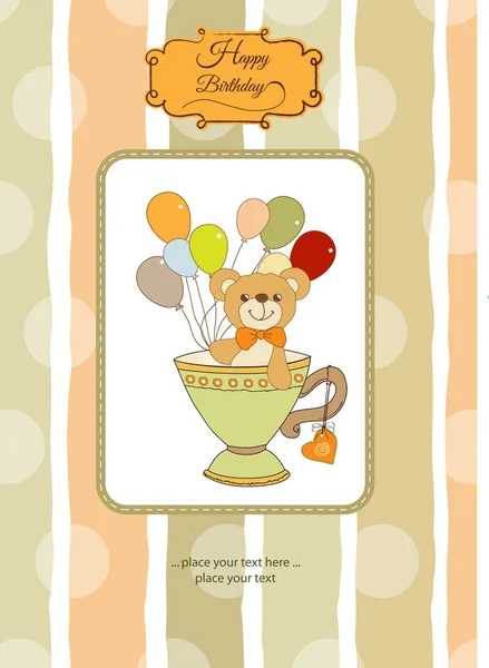 Baby-Duschkarte mit niedlichem Teddybär — Stockfoto