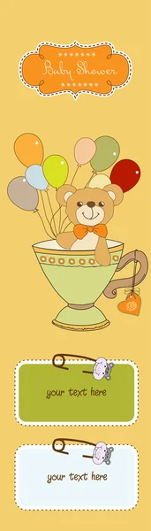 Дитяча душова картка з милим плюшевим ведмедем — стокове фото