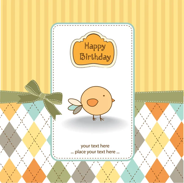 Novo cartão de anúncio do bebê com frango — Fotografia de Stock