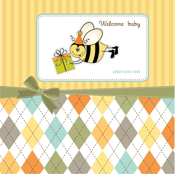 Gratulationskort med bee. — Stockfoto