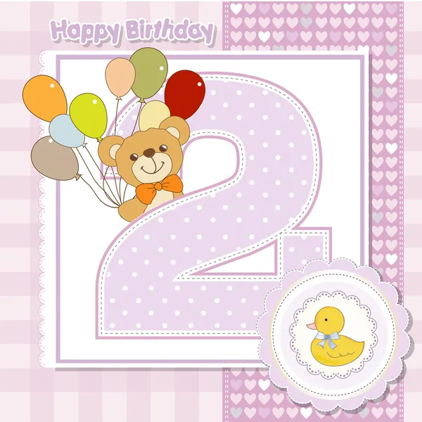 Teddy bear with balloons and number 2