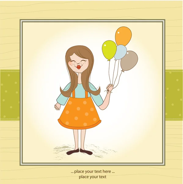 Birthday greeting card with girl — Stock Photo, Image