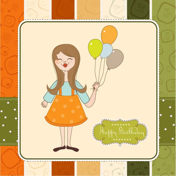女の子の誕生日グリーティング カード — ストック写真