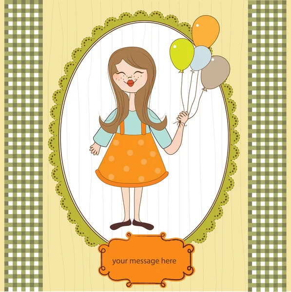 A lány születésnapi üdvözlőkártya — Stock Fotó