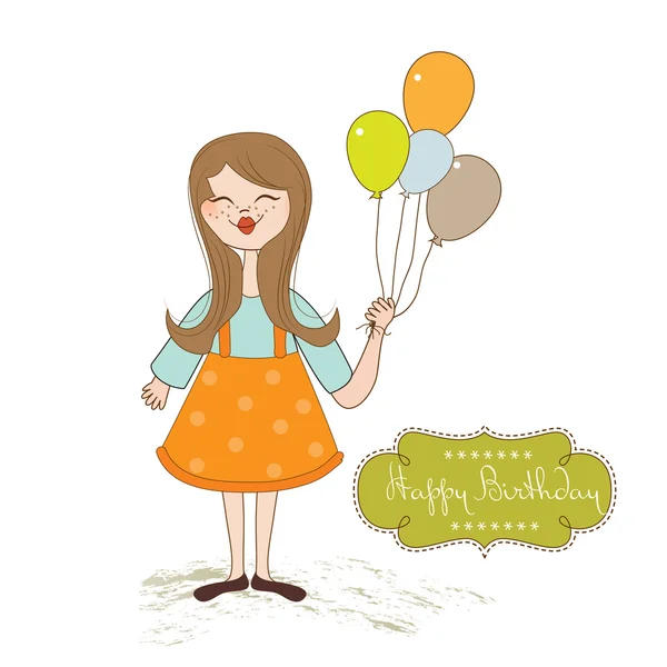Birthday greeting card with girl — Stock Photo, Image