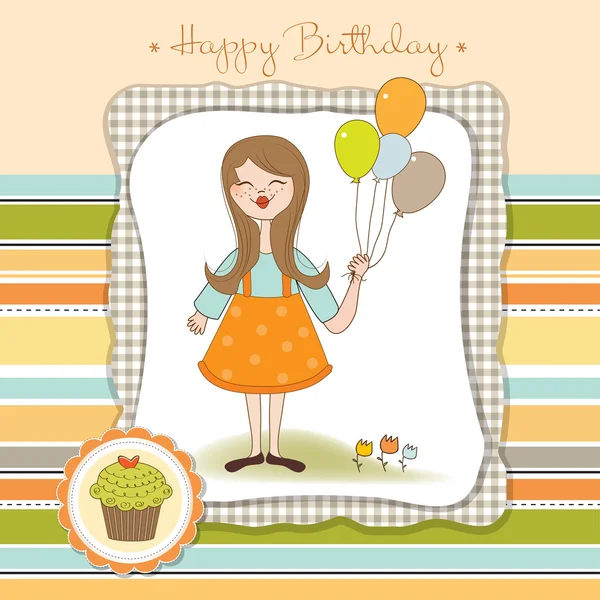 A lány születésnapi üdvözlőkártya — Stock Fotó