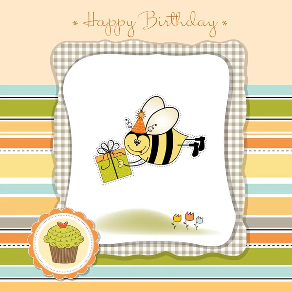 Tarjeta de felicitación con abeja —  Fotos de Stock