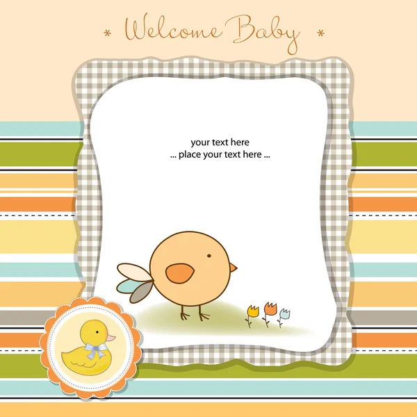 Új baba bejelentése kártya csirkével — Stock Fotó