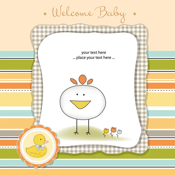 Nya baby tillkännagivande kort med kyckling — Stockfoto