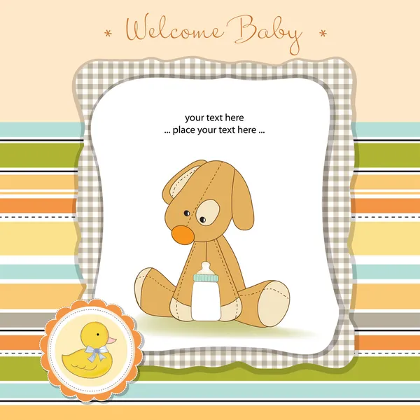 Card with puppy toy — Stock Photo, Image
