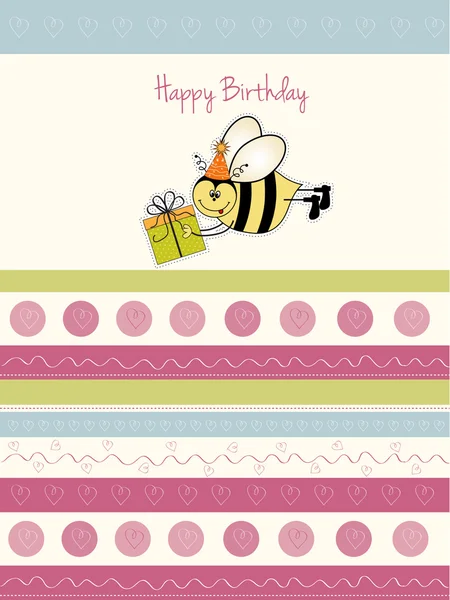 Cartão de saudação com abelha — Fotografia de Stock