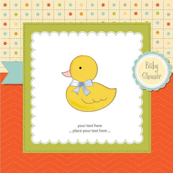 Baby sprcha oznámení karta s kachna — Stock fotografie