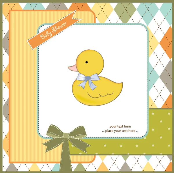 Baby dusch tillkännagivande kort med anka — Stockfoto