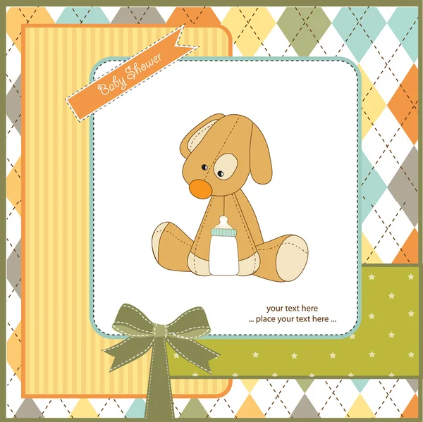 Baby shower card with puppy toy — Stock Photo, Image