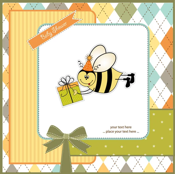 Tarjeta de cumpleaños con abeja —  Fotos de Stock