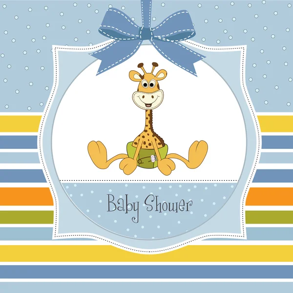 Nya baby tillkännagivande kort med baby giraff — Stockfoto